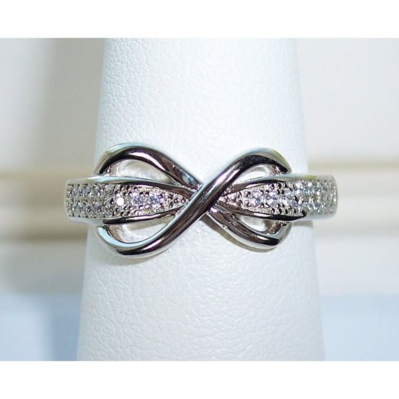 925 STERLING SILVER Infinity Pave Set Cubic Zirconia Ring - Picture 2 of 16